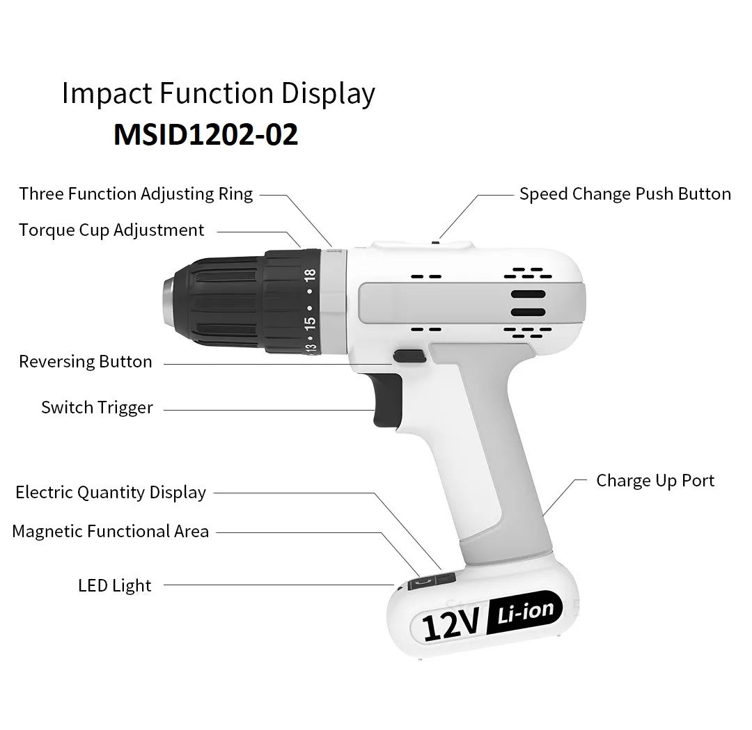 Marsworker Electric Drill 12V MSID1202-02