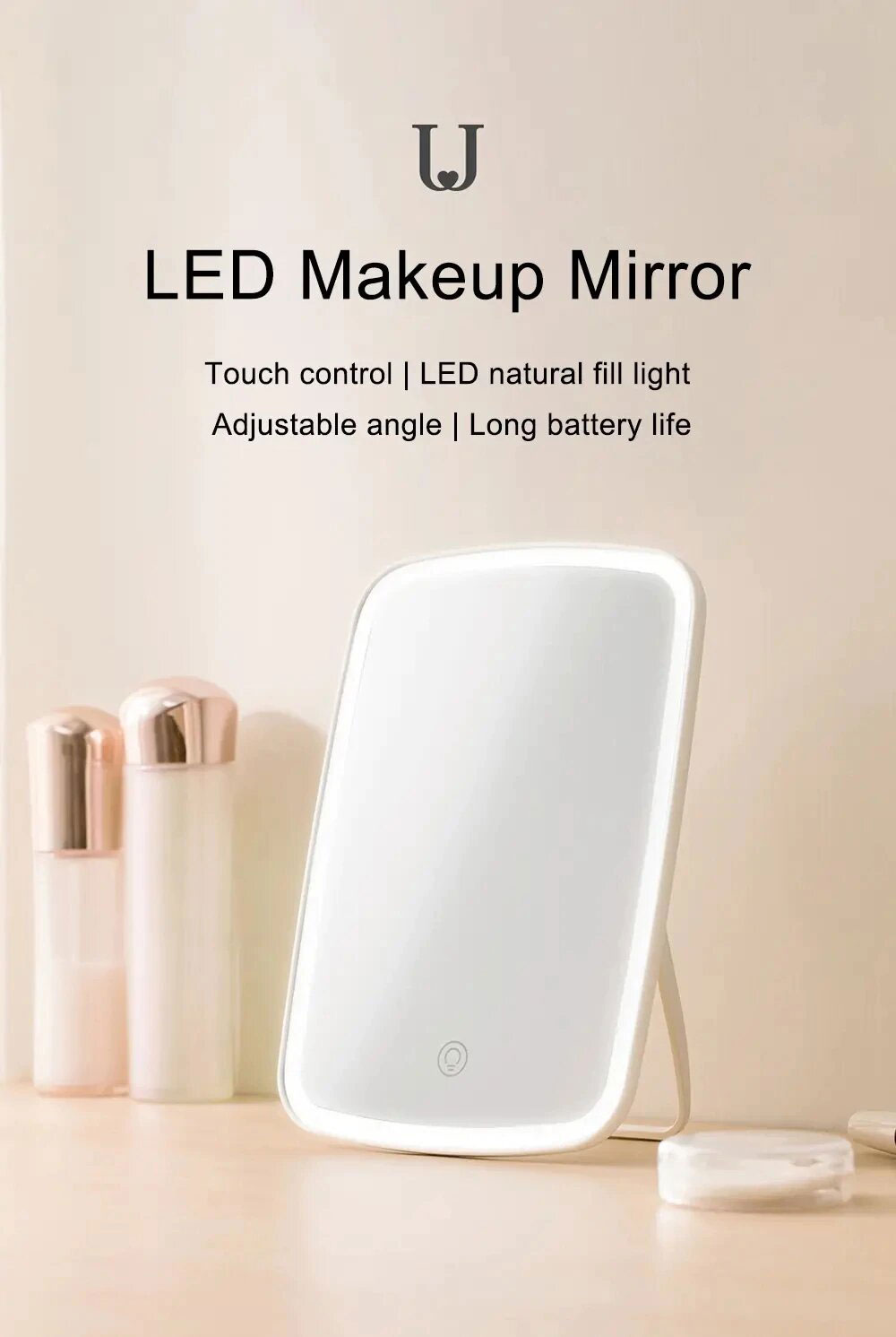 قیمت، خرید و مشخصات آینه ی آرایشی شیائومی LED Makeup Mirror Tri Color