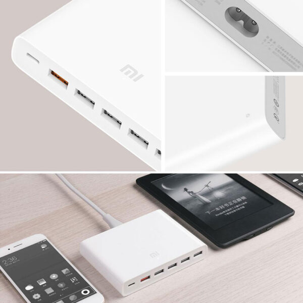 هاب USB و شارژر سریع 60 واتی شیائومی مدل Xiaomi Mi CDQ06ZM 60W Multiple Hub 6 Port Fast Charger