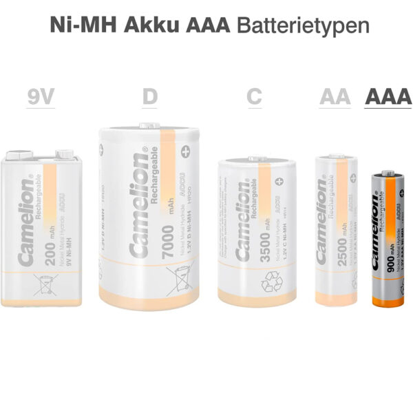 باتری نیم قلم کملیون قابل شارژ NH-AAA900BP2