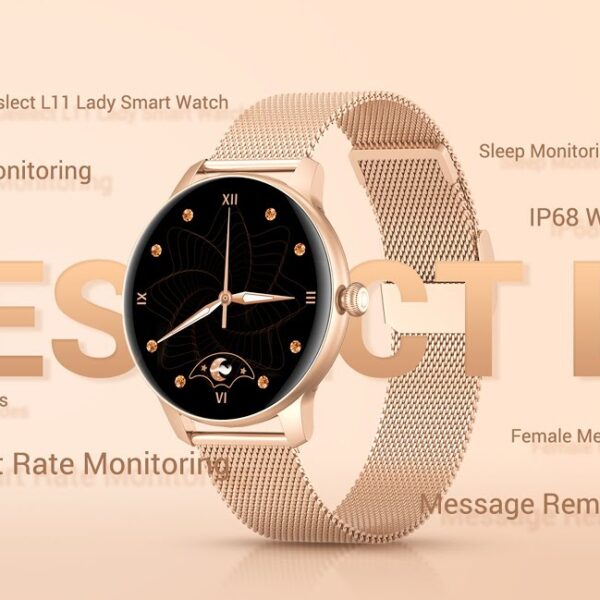 Kieslect Lady Smart Watch L11 with Gold Metal Strap