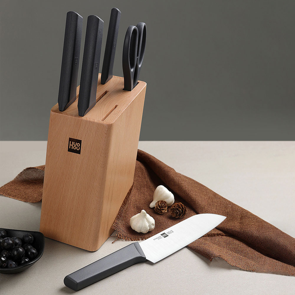 Xiaomi HuoHou Knife Set HU0057 – xiaomi360 (2) ست 5 تایی چاقوی آشپزخانه شیائومی HuoHou HU0057