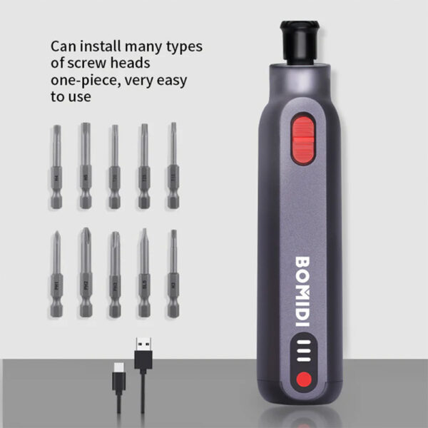 پیچ گوشتی شارژی 10 عددی Ratchet Screwdriver 10 Pcs Bomidi ESS01