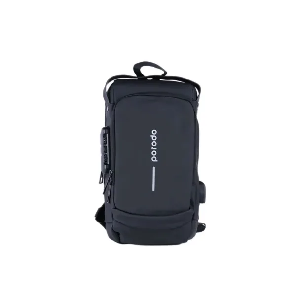 کوله تک بند ضد سرقت پرودو مدل Porodo Lifestyle Water-Proof Oxford Fanny Pack With USB-A Port