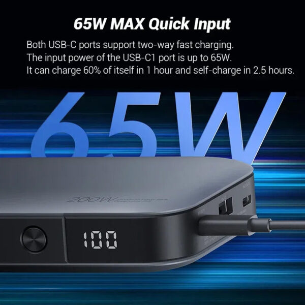 پاوربانک 25000 شیائومی مدل Xiaomi ZMI 20 mobile power supply QB826 توان 200 وات