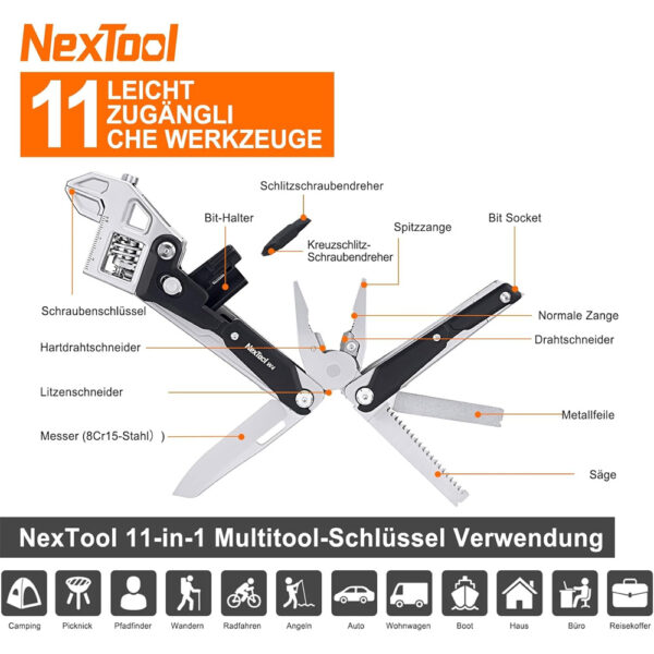 معرفی آچار فرانسه چندکاره مدل Nextool Adjustable Wrench Pilers W4 NE20362