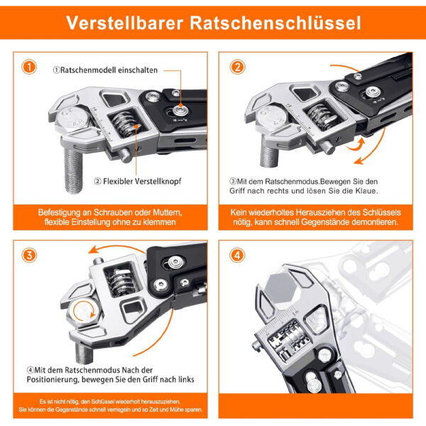 معرفی آچار فرانسه چندکاره مدل Nextool Adjustable Wrench Pilers W4 NE20362