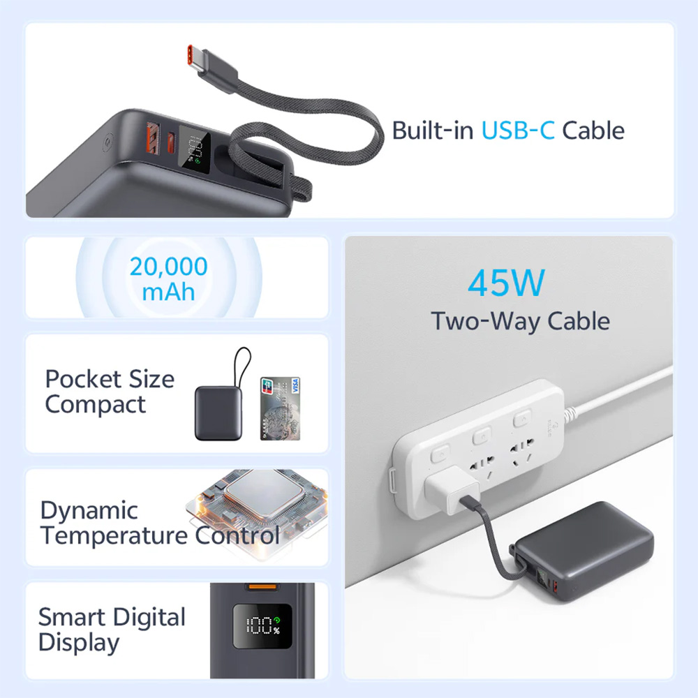 Layer 6 معرفی پاوربانک کیو سی وای مدل QCY PB20A 20000mAh 45W