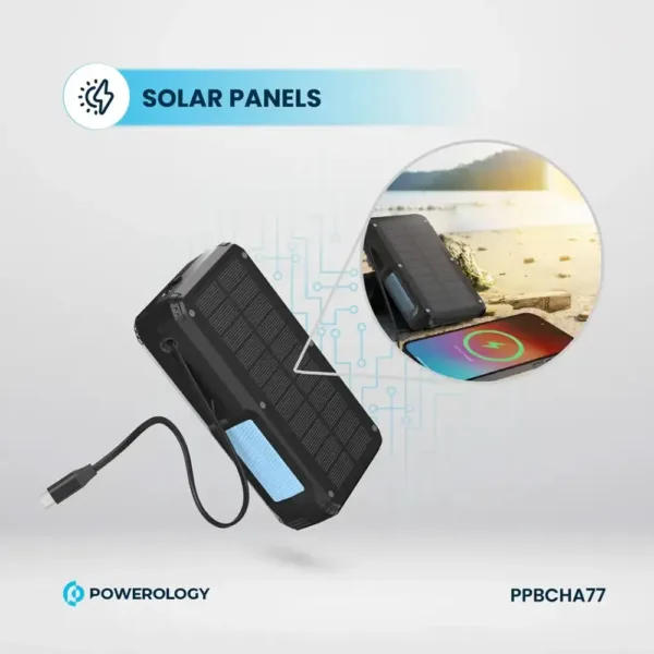 پاوربانک خورشیدی 27000 میلی آمپر پاورولوژی مدل Powerology 27000mAh Solar Wireless Charging Power Bank PPBCHA77