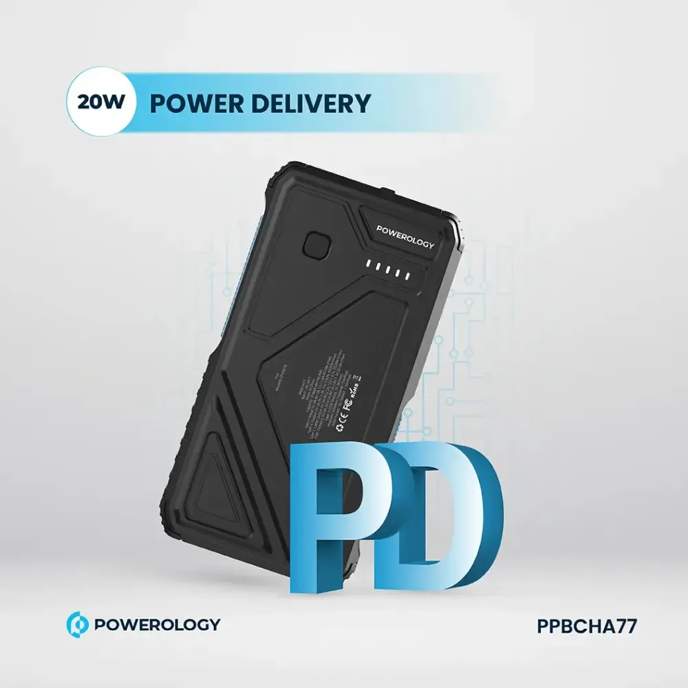 پاوربانک خورشیدی 27000 میلی آمپر پاورولوژی مدل Powerology 27000mAh Solar Wireless Charging Power Bank PPBCHA77 پاوربانک خورشیدی 27000 میلی آمپر پاورولوژی مدل Powerology 27000mAh Solar Wireless Charging Power Bank PPBCHA77