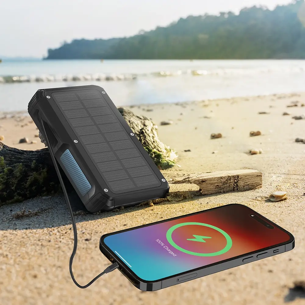 پاوربانک خورشیدی 27000 میلی آمپر پاورولوژی مدل Powerology 27000mAh Solar Wireless Charging Power Bank PPBCHA77