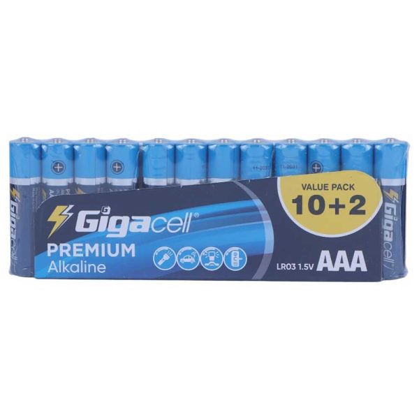 پک 2+10 باتری قلمی Gigacell Premium Alkaline LR6 1.5V AA LR6X12PCS